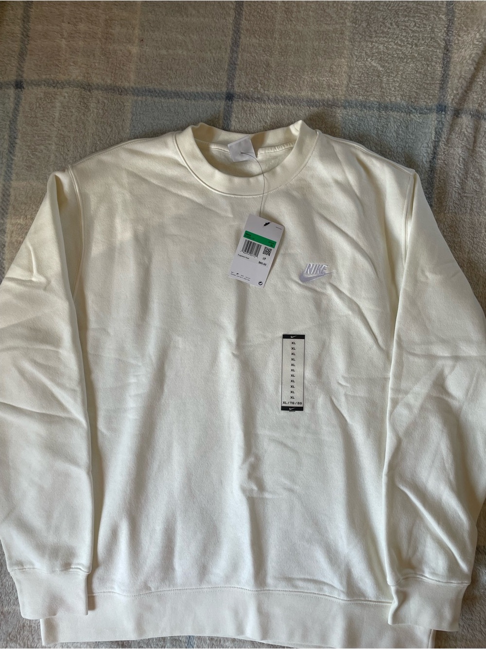 Nike Men’s Off-White Crewneck Sweatshirt with Embroidered Logo